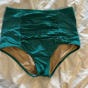 Kortni Jean ruched teal high waisted bottoms
